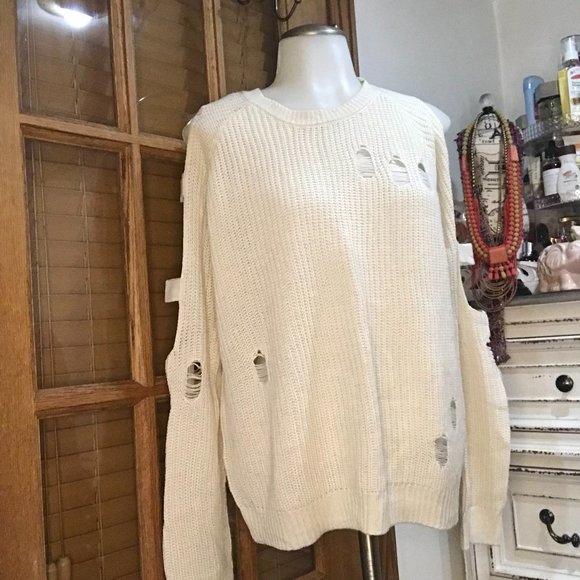 Ten Sixty Sherman Sweaters - Almost New Distressed sweater w cutout on sleeves By Ten Sixty Sherman